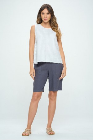 HLT30-P1 / MATCH POINT<br/>PIN STRIPE ROUND NECK TANK TOP