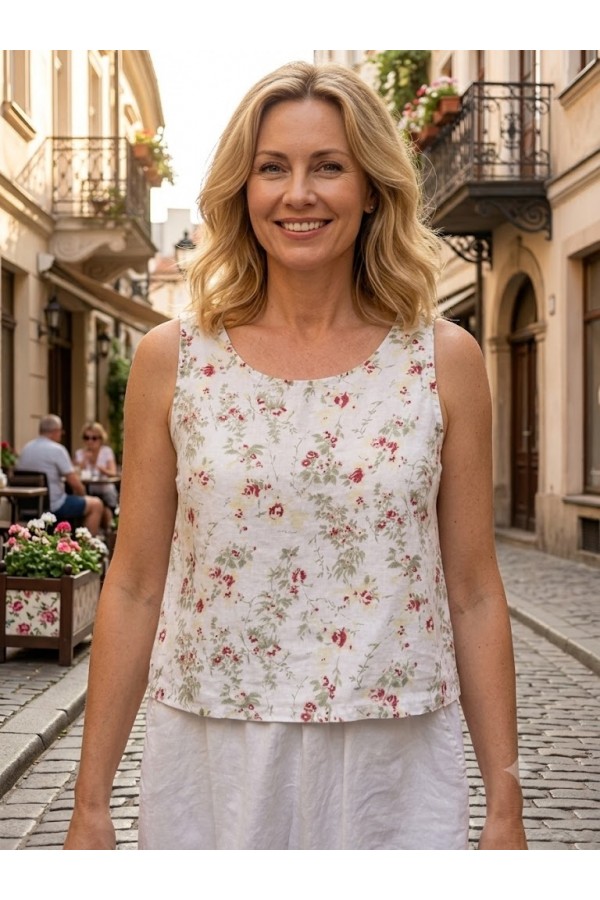 PLT2166F1 / MATCH POINT<br/>CROP TANK TOP FLOWER1
