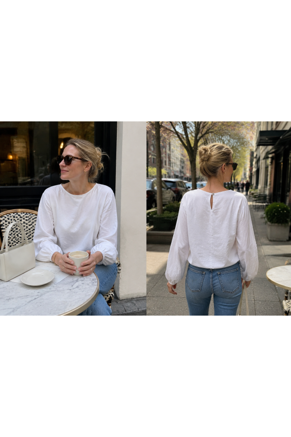 PLT2384 / MATCH POINT<br/>ROUND NECK SLEEVED TOP
