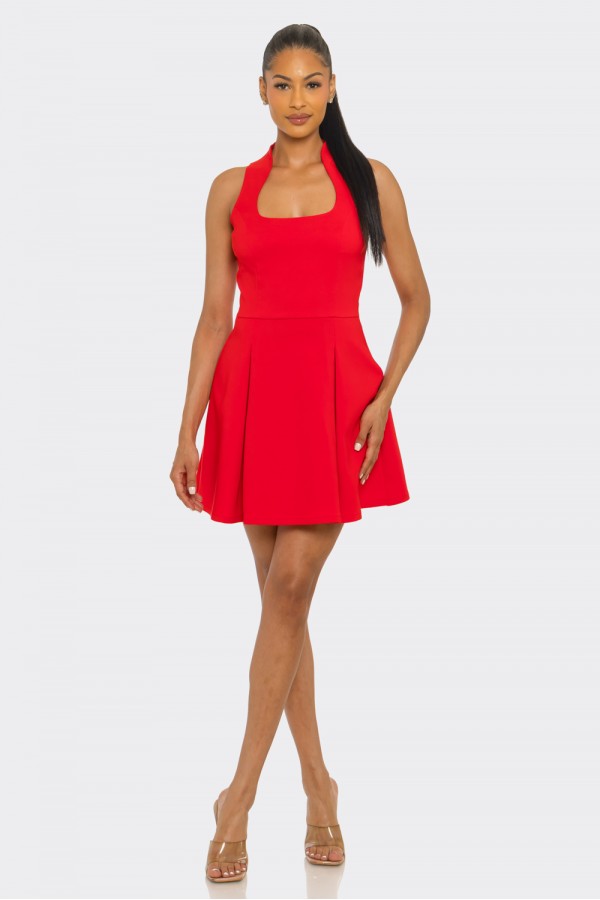 CSD0012 / Spring Haze<br/>Solid A-line mini dress