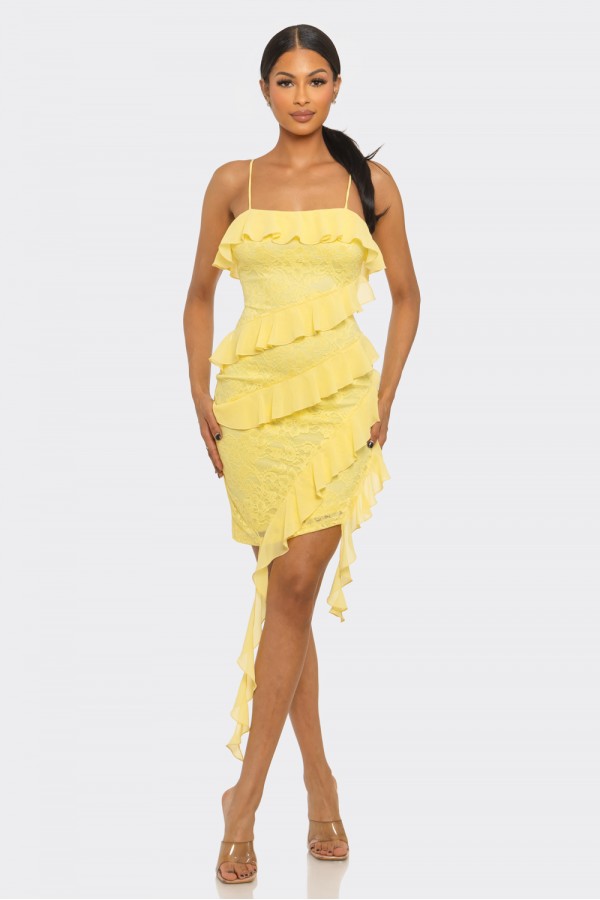 CSD0060 / Spring Haze<br/>Chiffon, lace mix and match midi dress