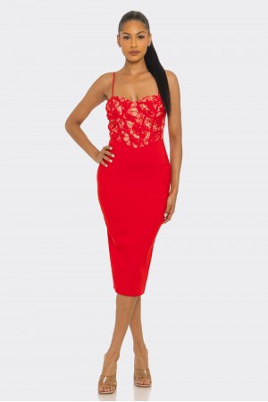 CSD0084 / Spring Haze<br/>Lace wit sequin corset midi dress