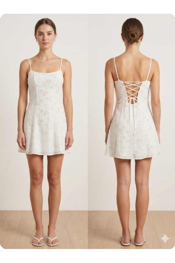 CSD0099 / Spring Haze<br/>Textured with sequin mini A-line dress