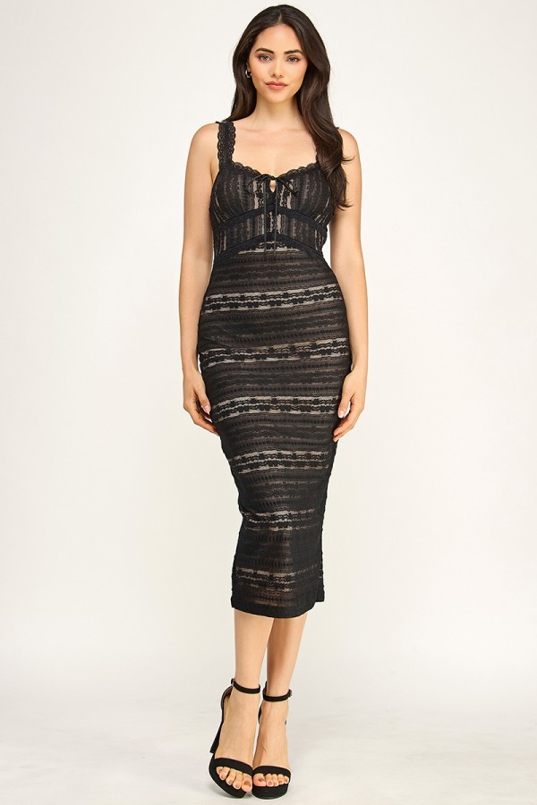 CSD0133 / Spring Haze<br/>Taxtured lace midi dress