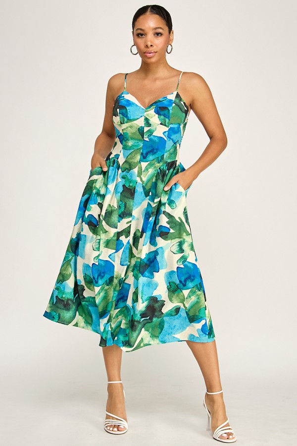 CSD0162 / Spring Haze<br/>Big flower print A-line midi dress