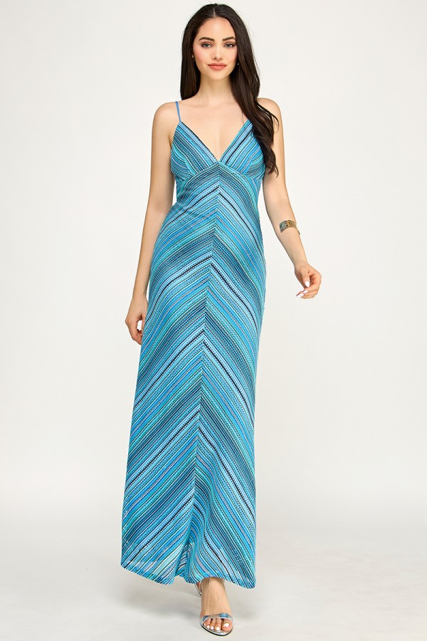 CSD0171 / Spring Haze<br/>Knit v-neck, back tie maxi dress