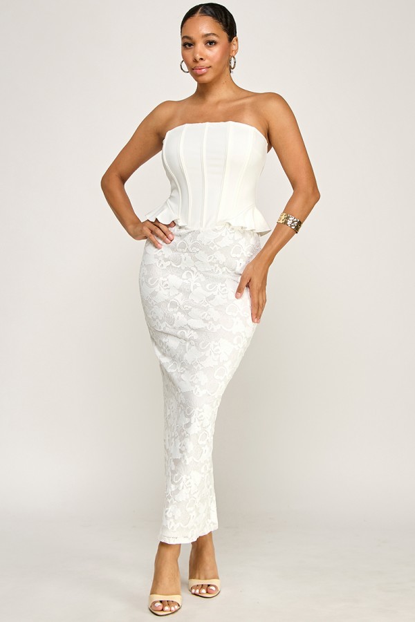 CSD0212 / Spring Haze<br/>Knit & lace mix and match tube dress