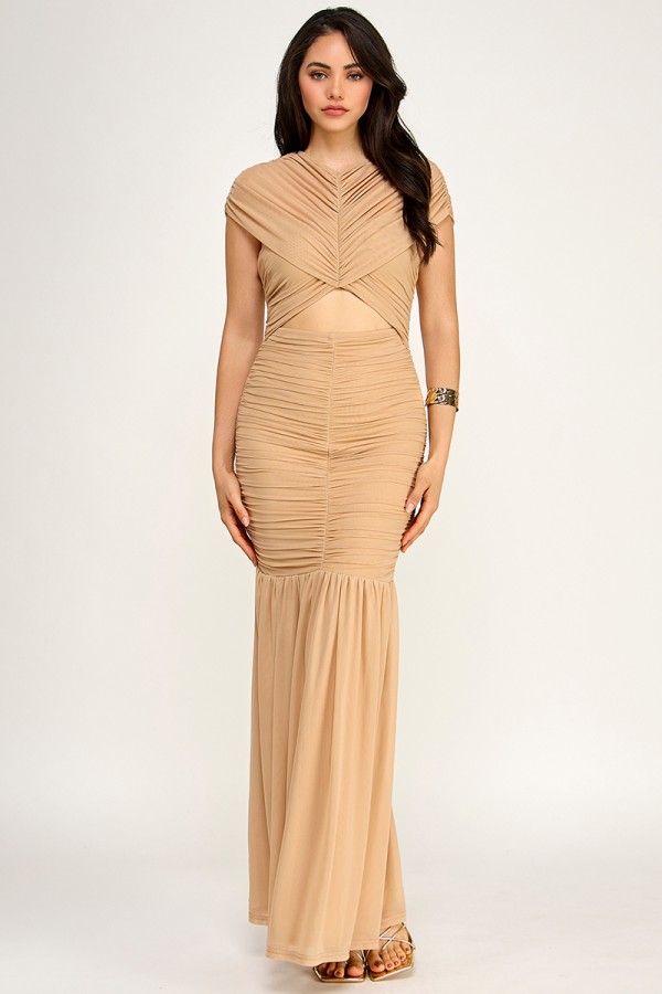 CSD0220 / Spring Haze<br/>Shirring maxi dress