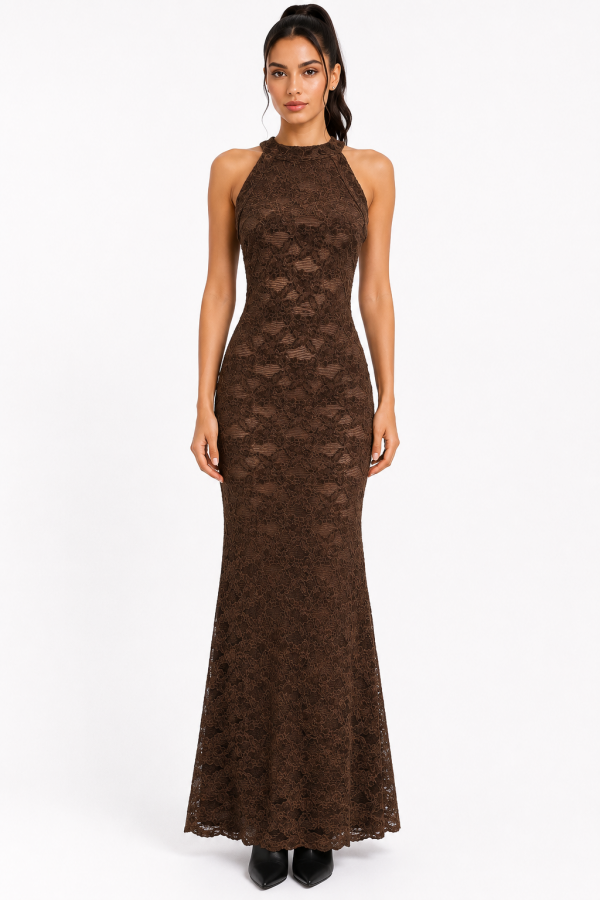 CSD0264 / Spring Haze<br/>Open back, back tie lace maxi dress