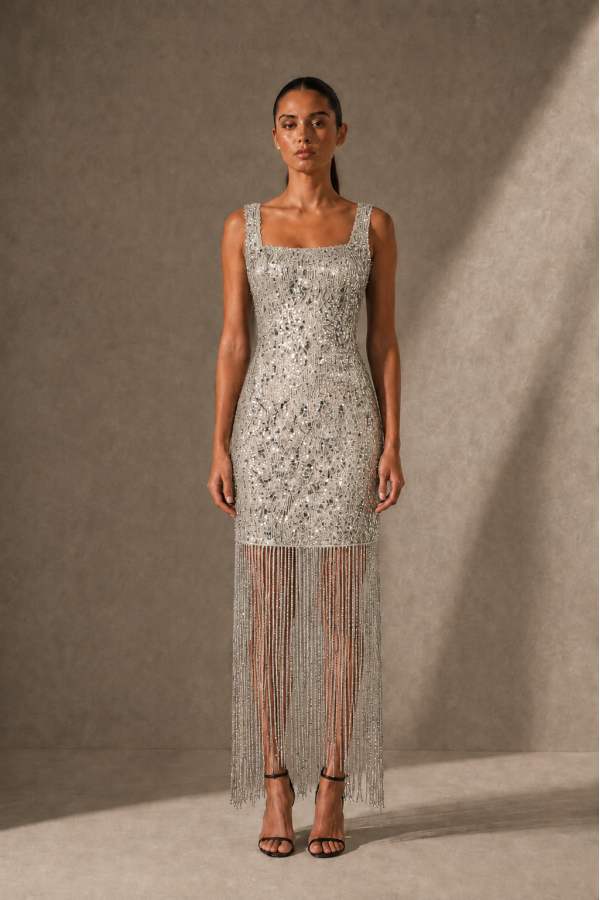 CSD0367 / Spring Haze<br/>Sequin, fringe dress