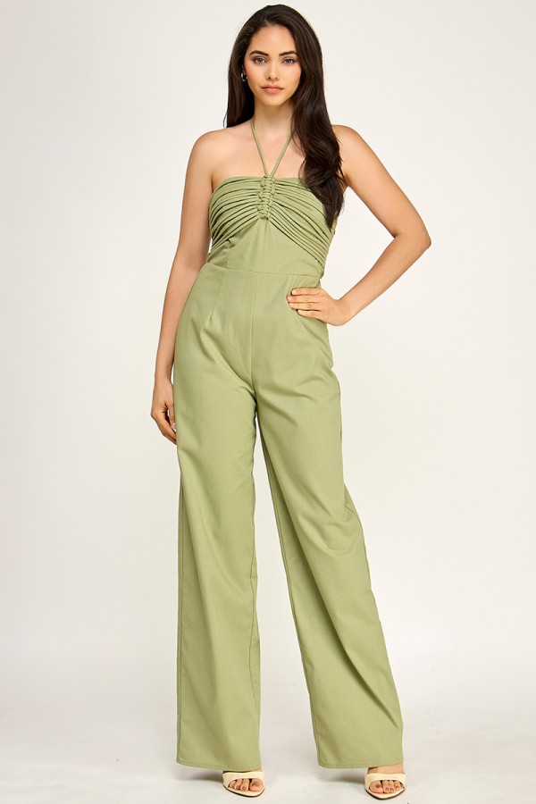 CSP0010 / Spring Haze<br/>Cotton halter jumpsuit