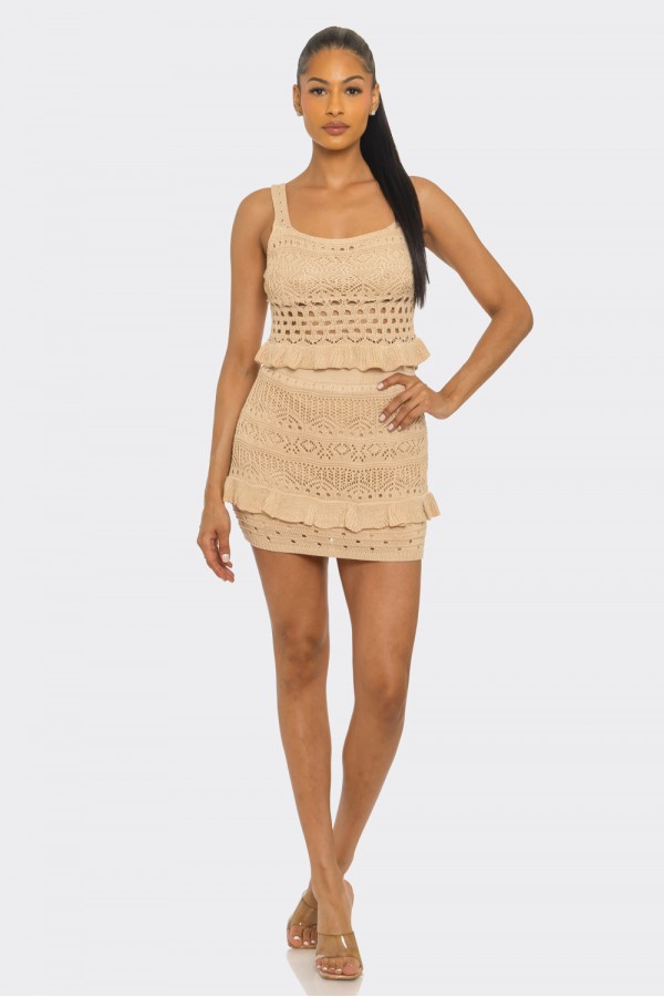 CSS0001 / Spring Haze<br/>Knitted top and mini skirt set