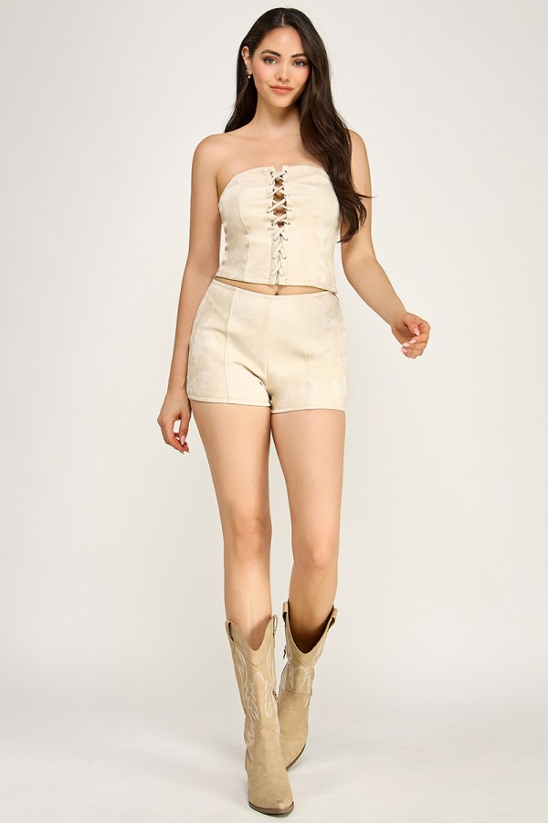 CSS0007 / Spring Haze<br/>PU tube top & short set