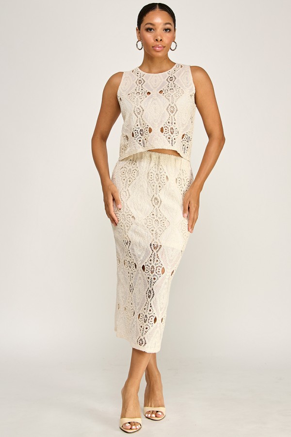 CSS0019 / Spring Haze<br/>Crochet top and skirt set
