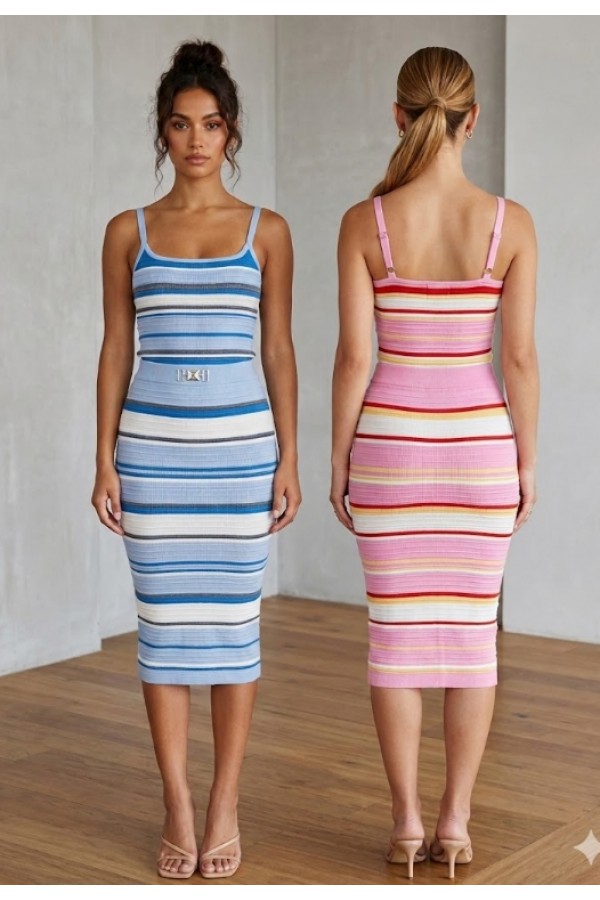 CSS0020 / Spring Haze<br/>Multi stripe knit sweater set