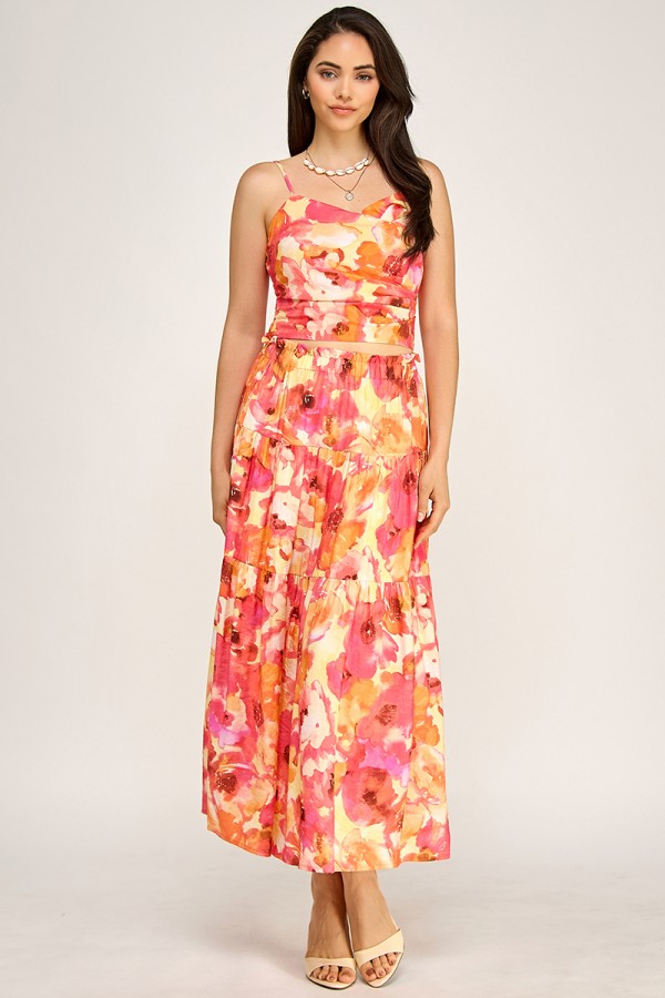 CSS0031 / Spring Haze<br/>Flower print top and skirt set