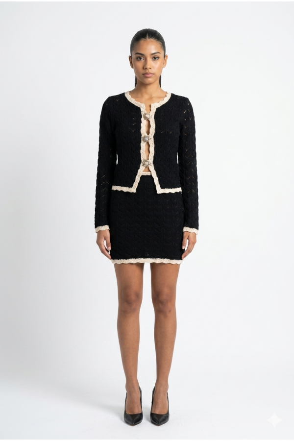 CSS0047 / Spring Haze<br/>Swather knit top and skirt set