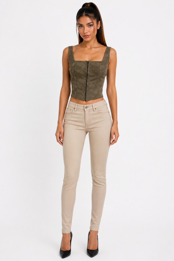 CST0090 / Spring Haze<br/>Stretch coated PU tank top