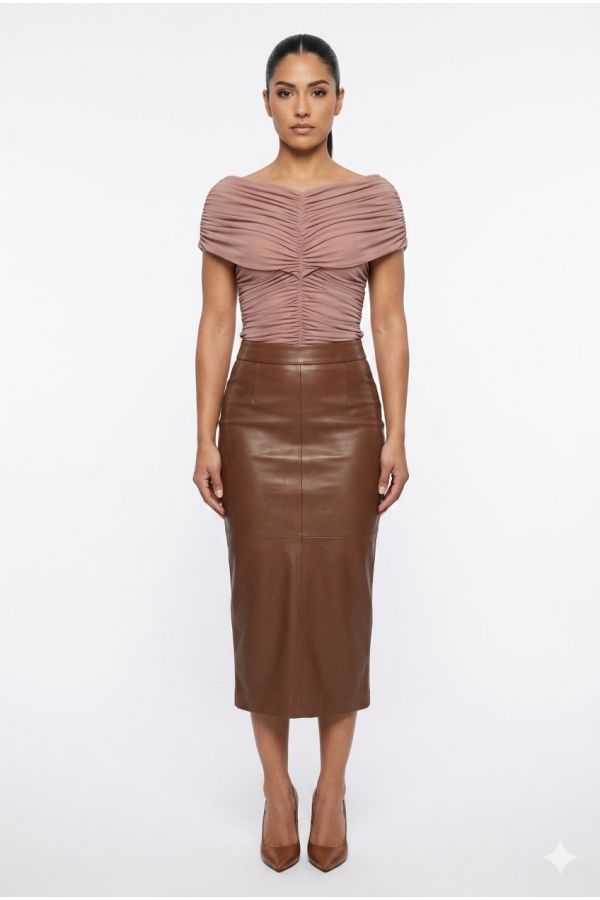 CST0091 / Spring Haze<br/>Covered shoulder, shirring mesh top