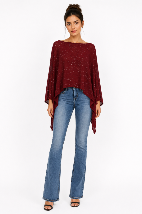 CST0107 / Spring Haze<br/>Knitted sweater with sequin pancho