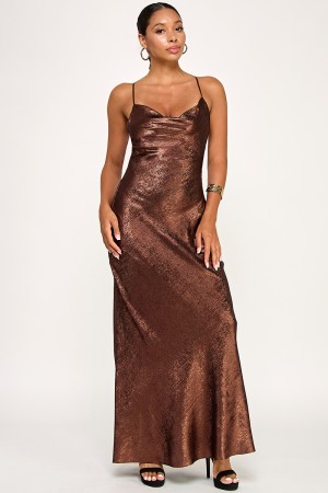 HD2035-1 / Spring Haze<br/>Cowl neck open back long dress