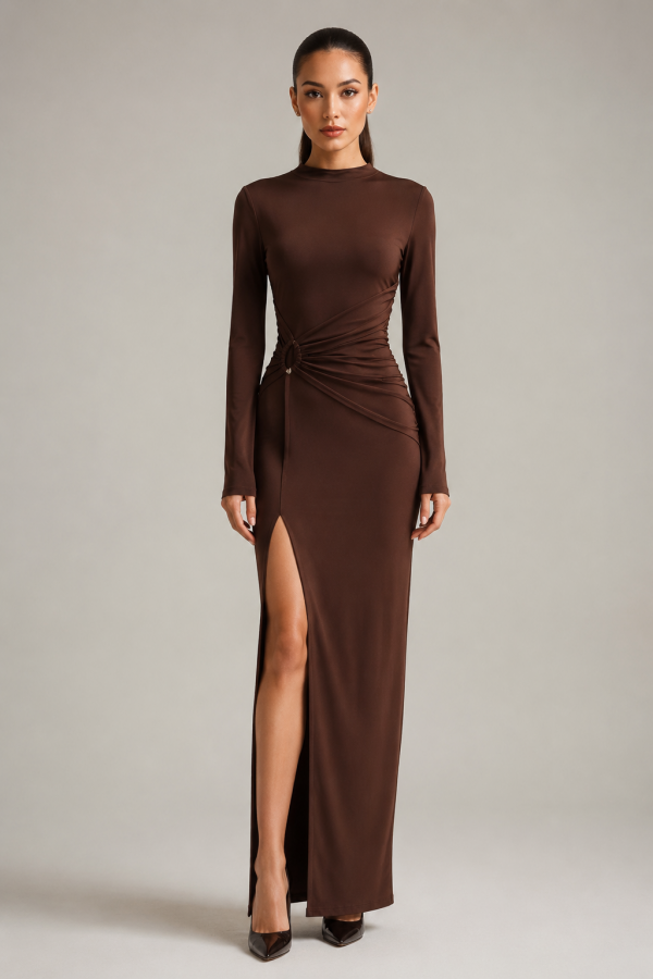 SHD3570 / Spring Haze<br/>Front trim wrap maxi dress