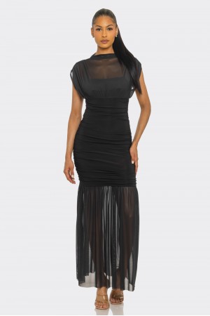 SHD3755 / Spring Haze<br/>Mesh & knit mix long dress