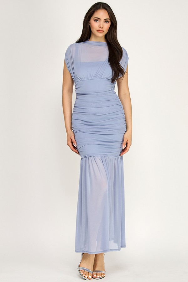 SHD3904 / Spring Haze<br/>Mesh, bottom flare maxi dress