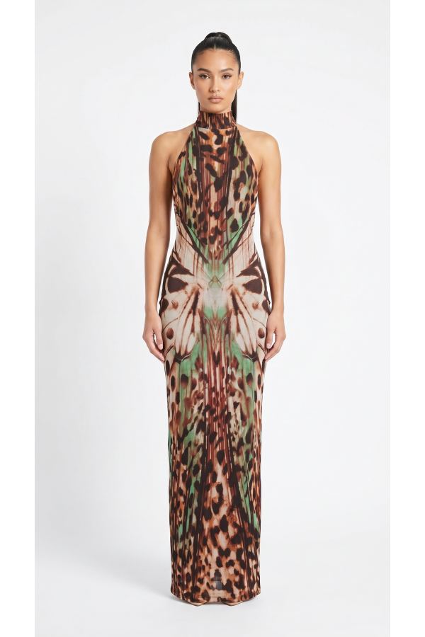SHD3993 / Spring Haze<br/>Multi colored open back maxi dress