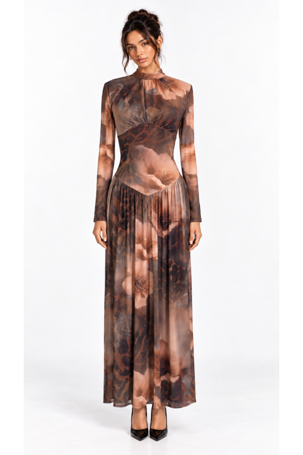 SHD4245 / Spring Haze<br/>Flower & animal print maxi dress