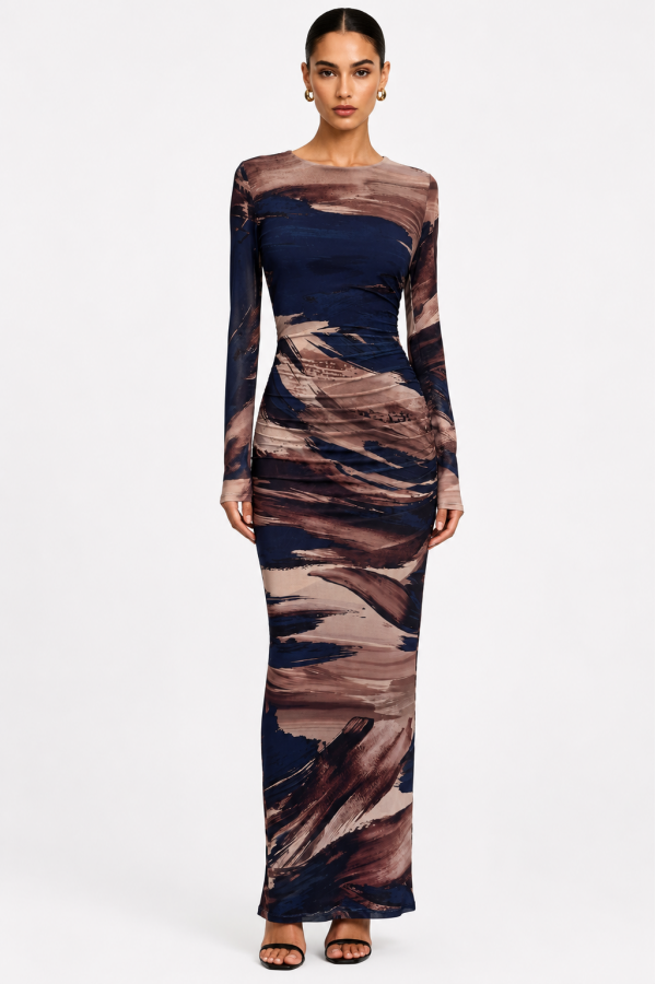 SHD4249 / Spring Haze<br/>Multi colored mesh maxi dress
