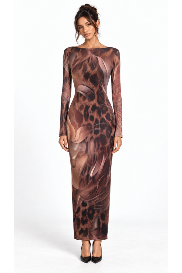 SHD4335 / Spring Haze<br/>Animal & flower maxi dress