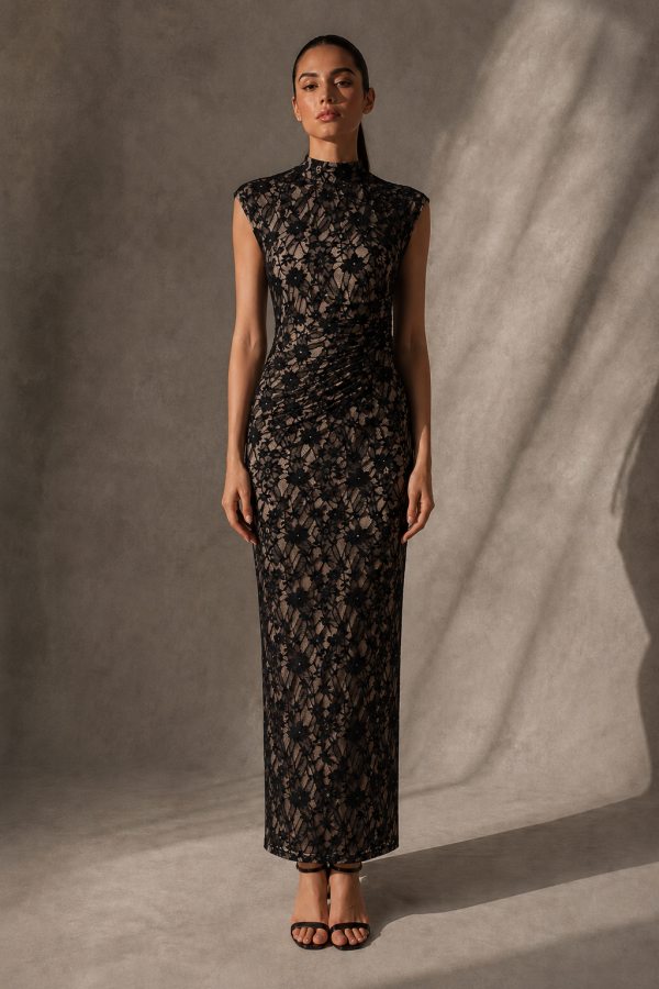SHD4356 / Spring Haze<br/>Textured lace sleeveless maxi dress