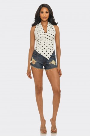 SHT8805 / Spring Haze<br/>Polka dot halter neck top