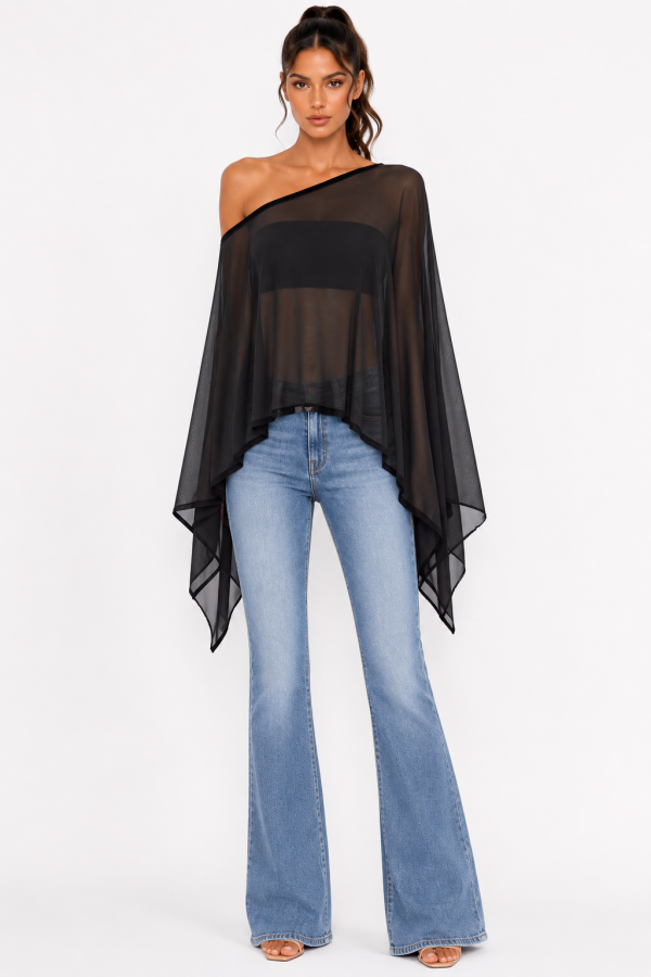 SHT8871-1 / Spring Haze<br/>Mesh solid pancho