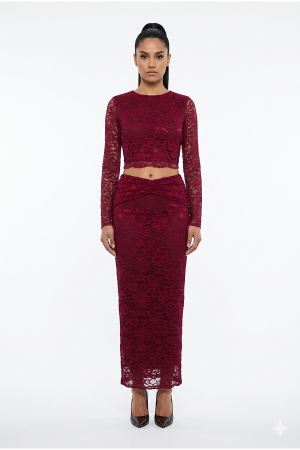 TS8561 / Spring Haze<br/>Lace top and maxi skirt set