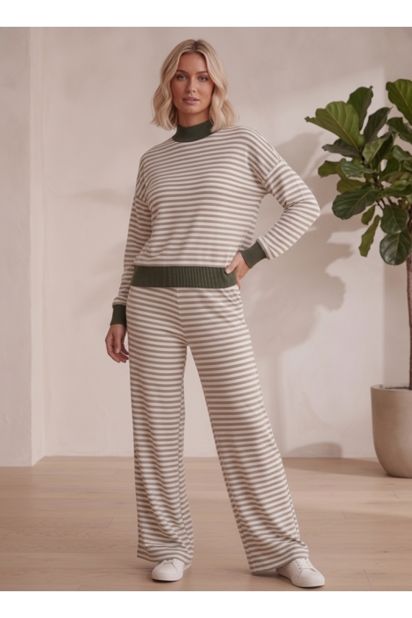 LMP5947 / Lovely Melody<br/>Daily Comfort Striped Wide-Leg Pants