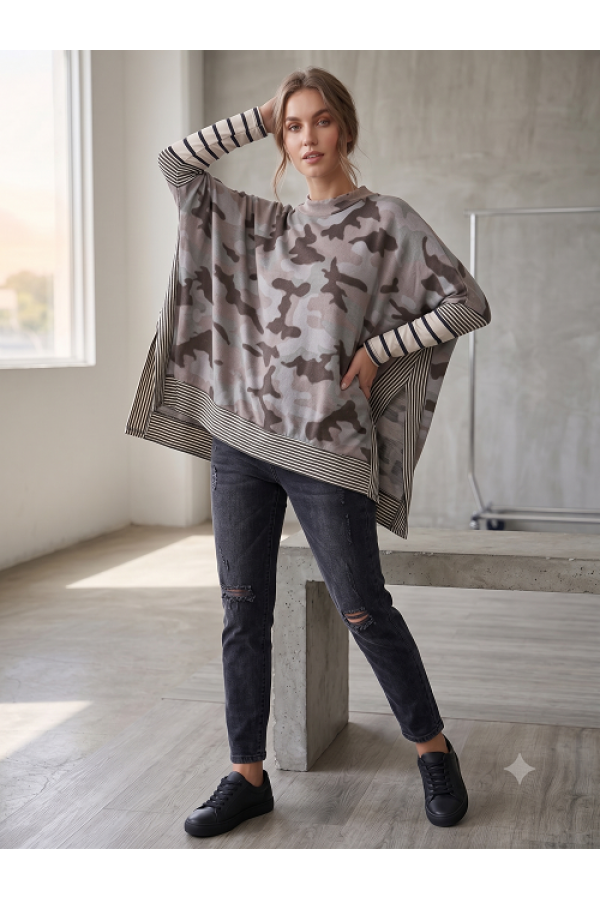 LMT2988 / Lovely Melody<br/>Millie Camo Print Poncho