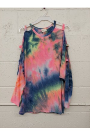 LMT3434 / Lovely Melody<br/>Luciles Tie tye open shoulder Top