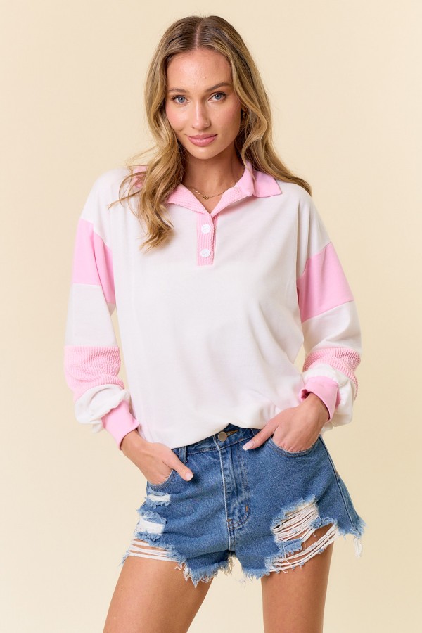 LMT4409 / Lovely Melody<br/>Block It Out Long Sleeve Top