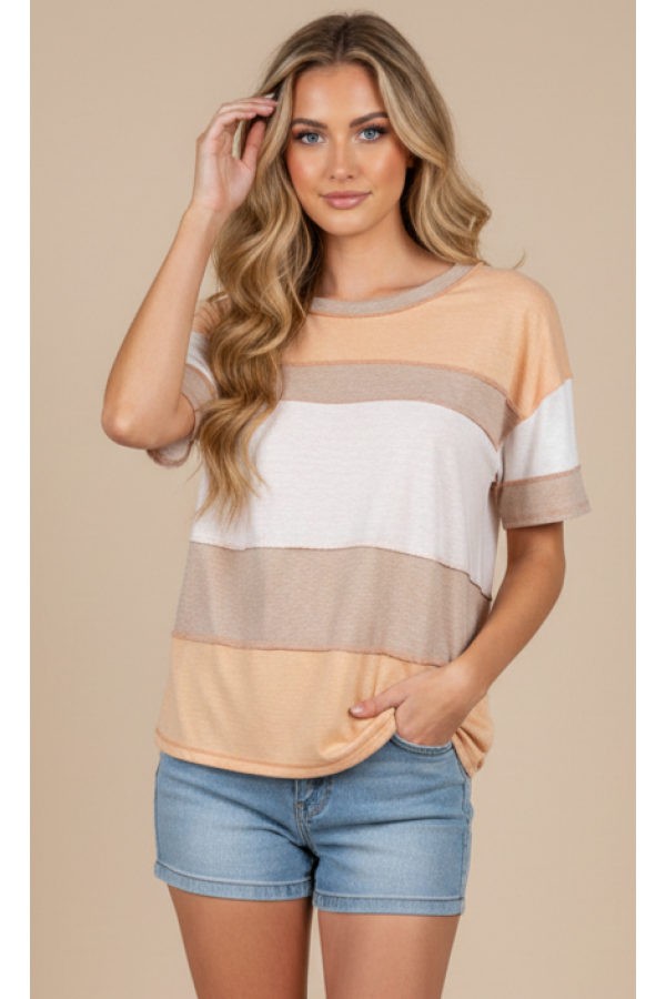 LMT4469 / Lovely Melody<br/>Sorbet Vibes color block top