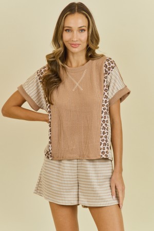 LMT4896 / Lovely Melody<br/>Mini ginham and animal print top