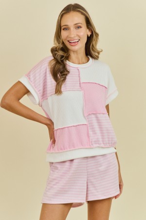 LMT4900 / Lovely Melody<br/>Check me out, mini gingham color block top