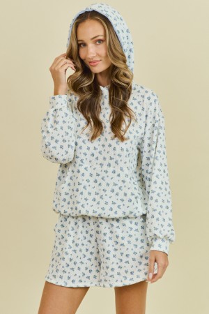 LMT4925 / Lovely Melody<br/>Everbloom floral print rib hoodie