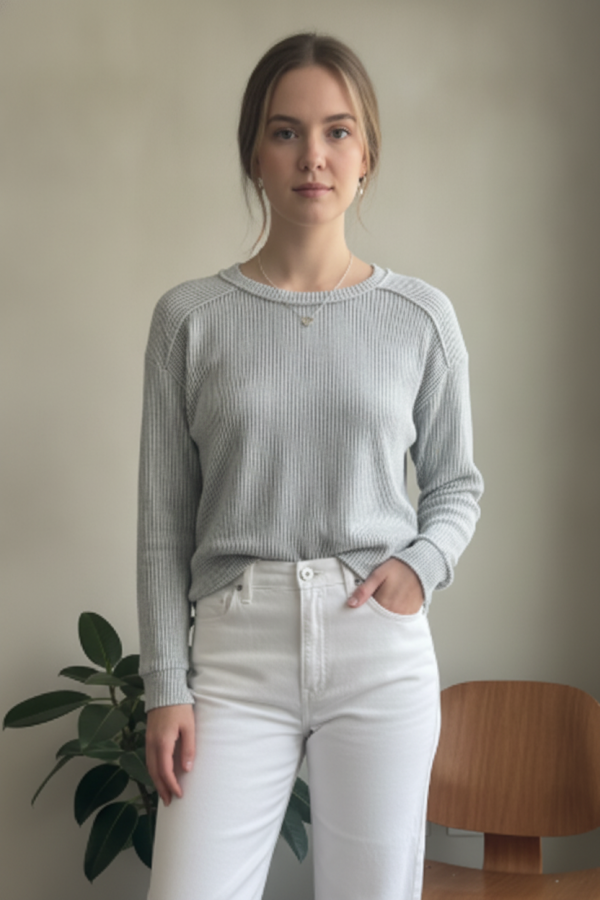LMT5075 / Lovely Melody<br/>Waffle Knit Raglan Sweater