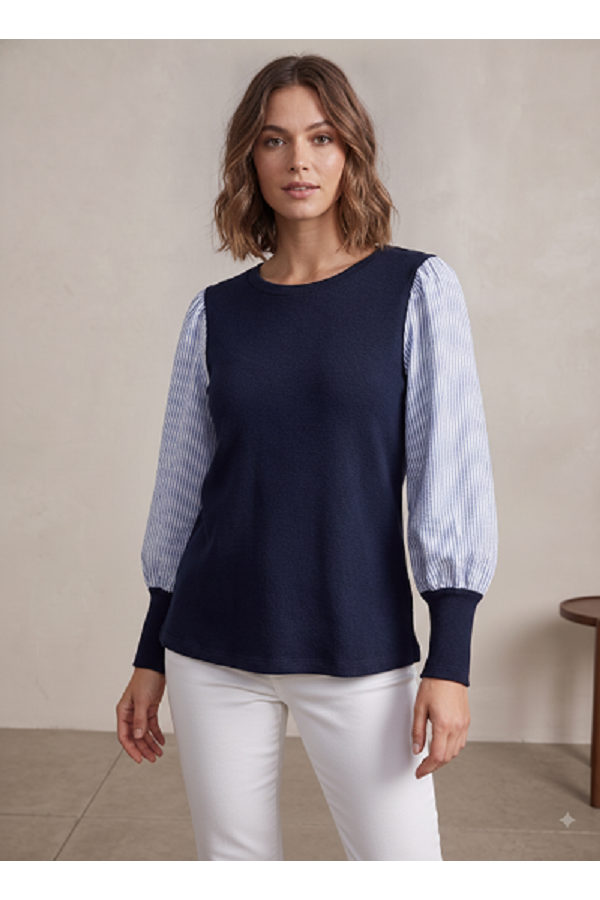 LMT5126 / Lovely Melody<br/>Women's Mixed-Media Blouse