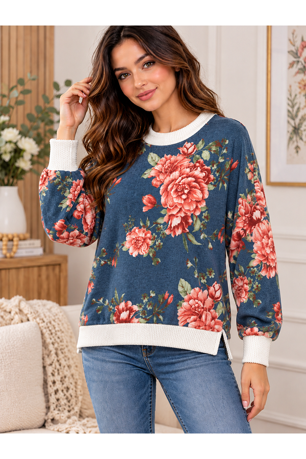 LMT5625 / Lovely Melody<br/>Vintage Peony Garden Knit Pullover