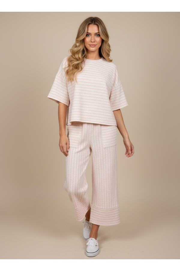SET398 / Lovely Melody<br/>Coastal Stripe Knit Two-Piece Set