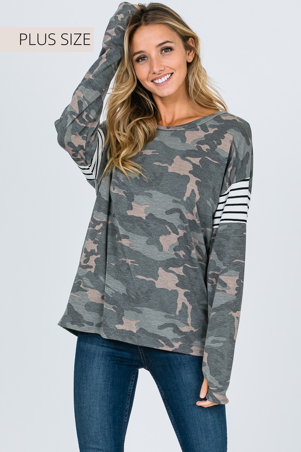 TG7343 / Lovely Melody<br/>PLUS SIZE Camo Top