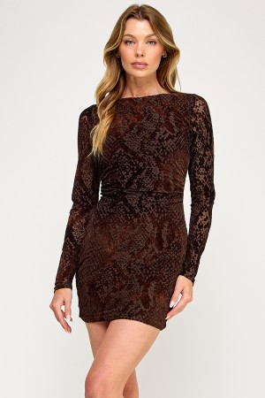 VID50710-5 / The Vintage Shop<br/>MESH LONG SLEEVE MINI DRESS